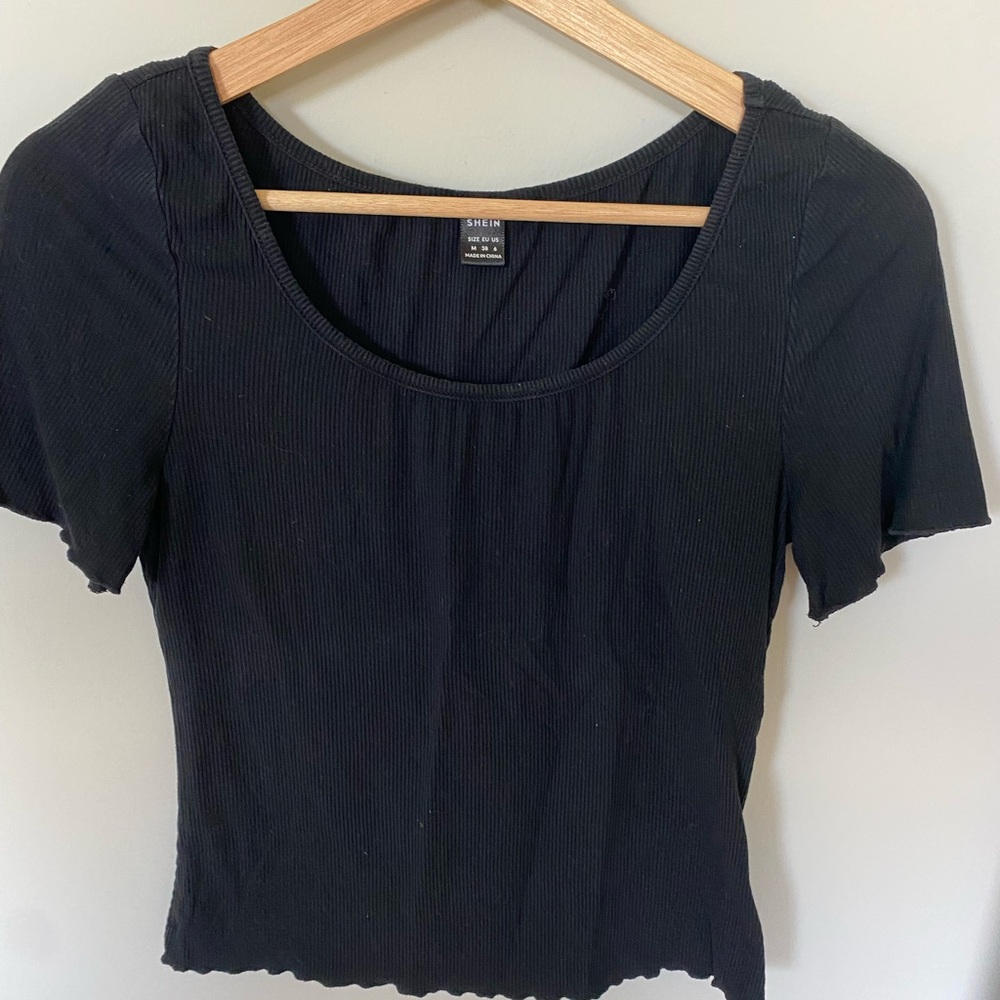 SHEIN Black Ribbed Women's Top